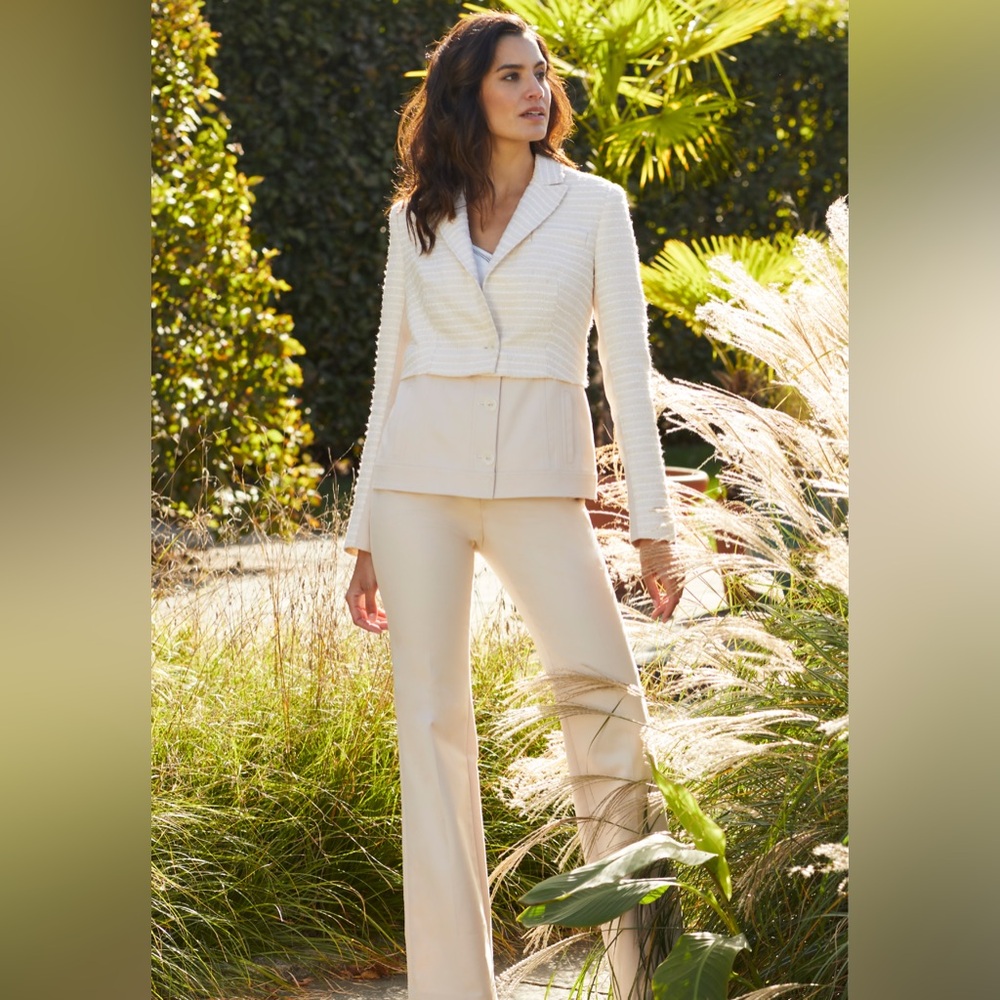 Etcetera Woven Champagne Cava Tweed Convertible Jacket, Sz 6 NWT